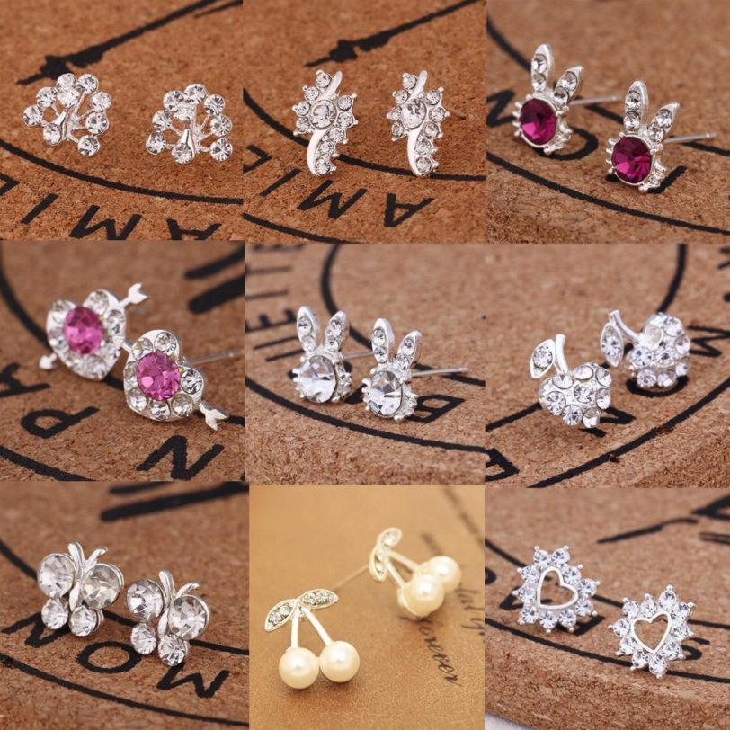 Earrings For Women Pearl Cute Fashion Girls Animal Jewelry Trend Rabbit Flower Heart Fruit Cherry Butterfly Classic