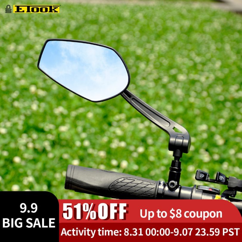 EasyDo Bicycle Handlebar Reflector Rear View Mirror Mountain Bike Electrical Bike Scooter HD Wide-Range Adjustable Angles Mirror