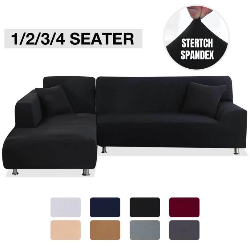 Elastic Sofa Cover for Living Room Solid Color Sofa Covers Stretch Couch Cover Corner 1/2/3/4 Seat L Shape Sofa Need Buy 2pcs