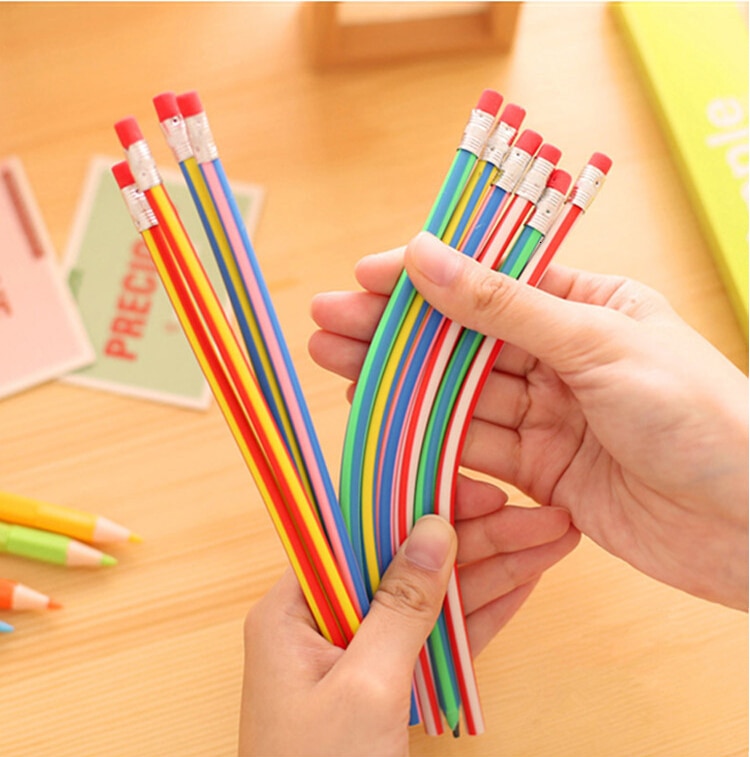 Ellen Brook 1PCS Colorful Magic Bendy Flexible Soft Pencil With Eraser Stationery Kids Student Colored School