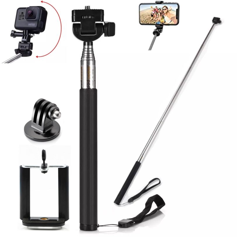 Extendable Handheld Selfie Stick Monopod Mount Adapter For Gopro Hero 9 8 7 6 5 4 3 SJCAM XiaoYi EKEN H9R Sport Action Camera