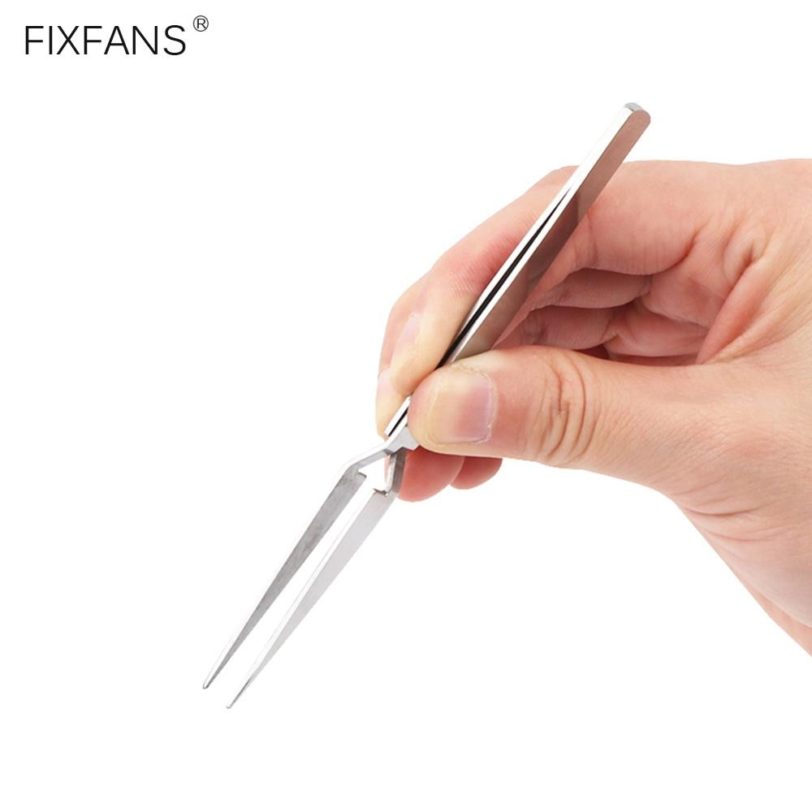 FIXFANS 120mm Cross Lock Stainless Steel Precision Tweezers Reverse Action Tweezers Mobile Phone Repair Maintenance Hand Tools