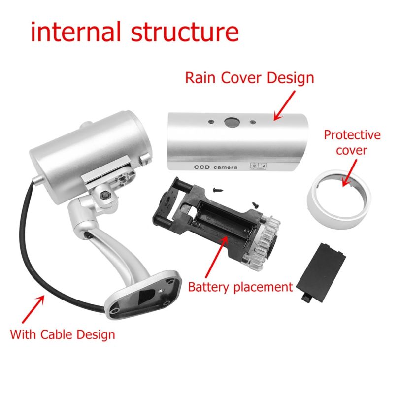 Fake Camera Dummy Waterproof Security CCTV Surveillance Camera With Flashing Red Led Light Outdoor Indoor - Image 4