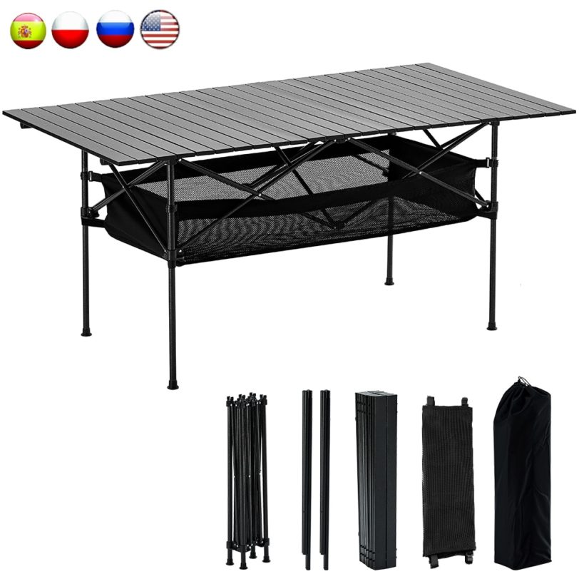 Folding Camping Table BBQ Roll Table Camping Fishing Desk Lightweight Outdoor Camp Furniture Picnic Tourist Table for Hiking