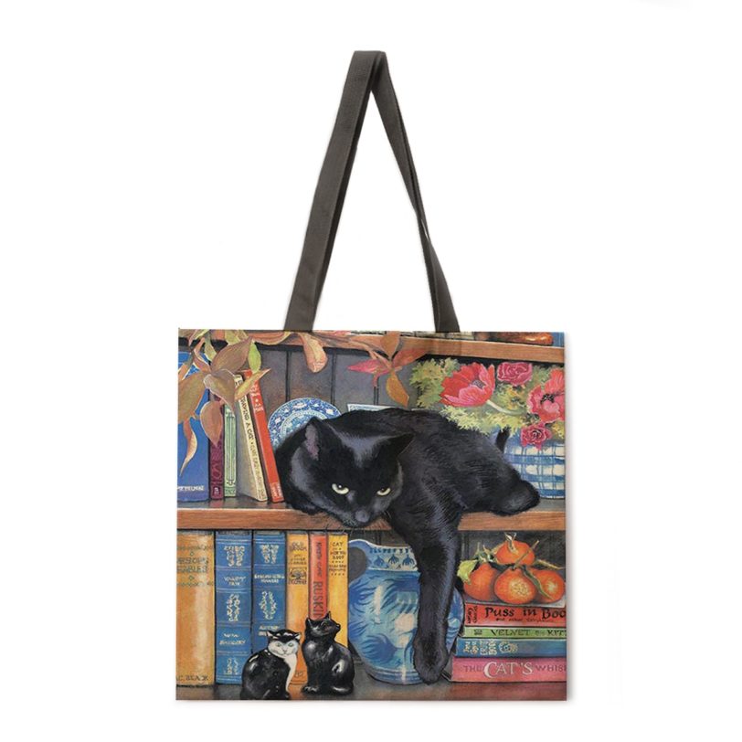 Folding shopping bag Chrissy Snelling cat paintings ladies shoulder bags women casual handbags outdoor beach bags women tote bag