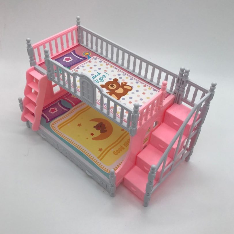 For BJD Doll Children Play House For Barbie Doll Accessories Simulation European Furniture Princess Double Bed