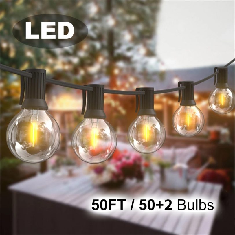 G40 LED String Lights 24.6FT 25FT 50FT Fairy String Light G40 LED Globe String Light Warm White Decorative Lights For Outdoor Ba