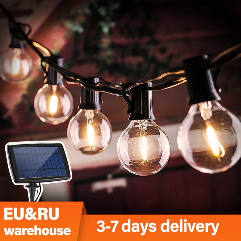 Garden Light Garland Solar Light Outdoor G40 LED Blub Solar Lamp For Garden Decoration Outdoor Camping Light Bulb String Lights