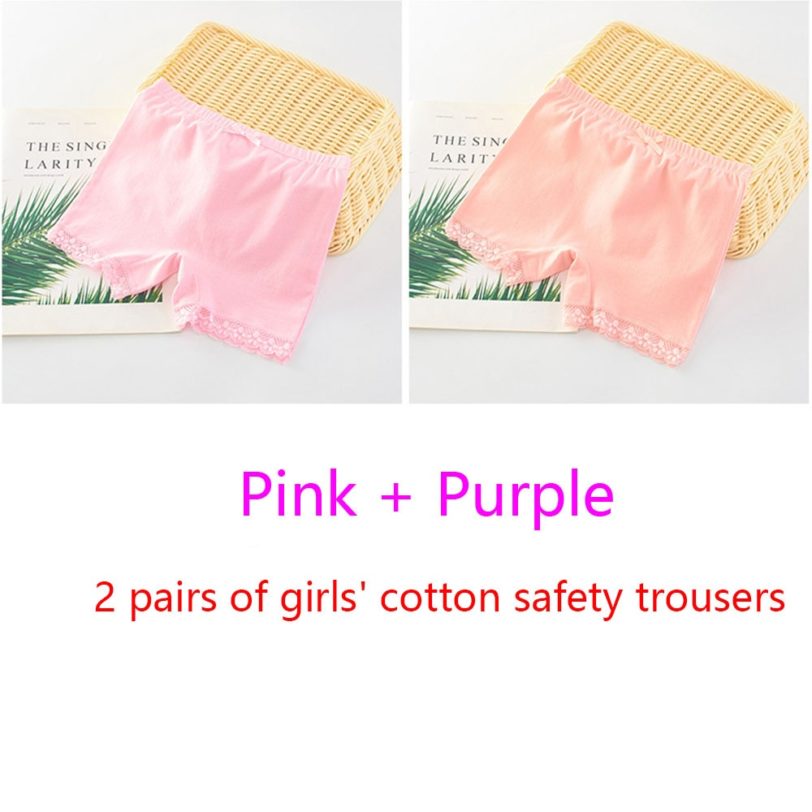 Girls Safety Panties Kids Cotton Underwear Children's Briefs Cartoon Beach Short Solid color For 2-11 Years Old 2pcs Lot