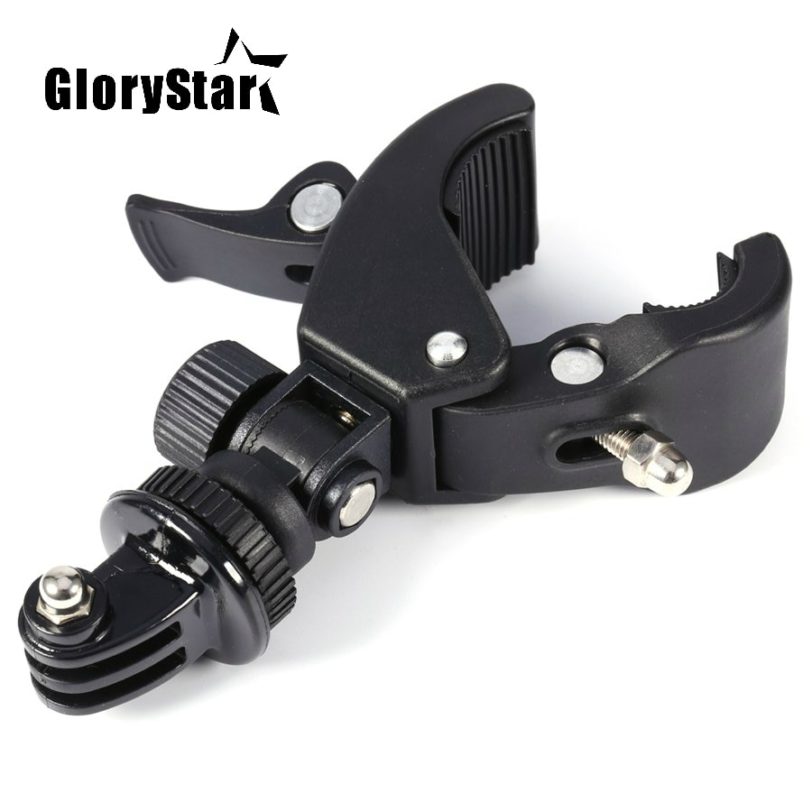 GloryStar Black Bike Bicycle Motorcycle Handlebar Handle Clamp Bar Camera Mount Tripod Adapter For Gopro Hero 1 2 3 3 4