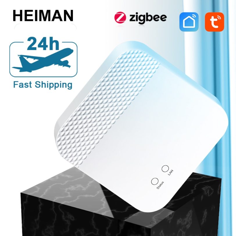 HEIMAN Smart Home Zigbee Tuya Gateway WIFI Control Center Hub intelligent linkage sensor and detector APP remote alarm system