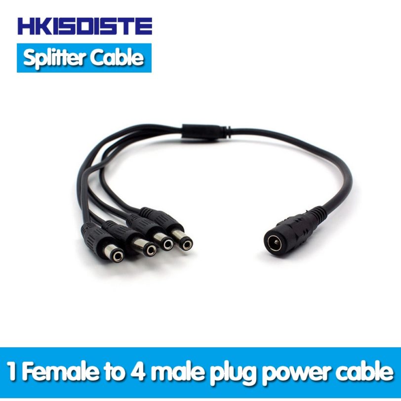 HKIXDISTE DC 1 to 4 Power Splitter Cable For CCTV Camera 1 Female to 4 Male video cctv accessories