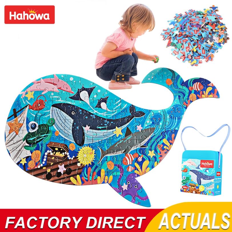 Hahowa Animal Shapes Puzzle Dinosaurs Whale London Bus Space Jigsaw Children Educational Puzzle Games Toys Gifts For Kids Baby