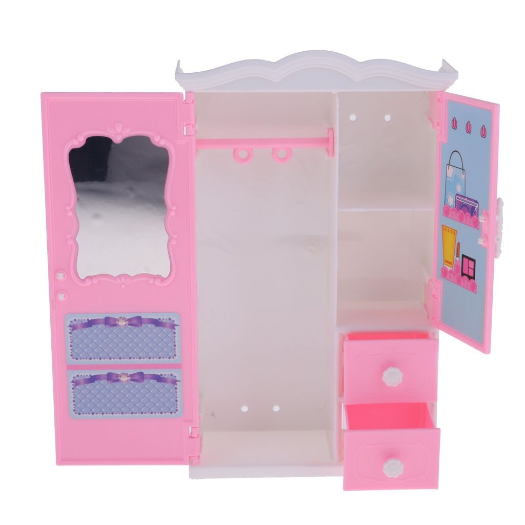 Handcrafted Pretend Toy Miniature High Capacity Wardrobe Clothes Cabinet Model For Dolls House Furniture Decoration Random Color