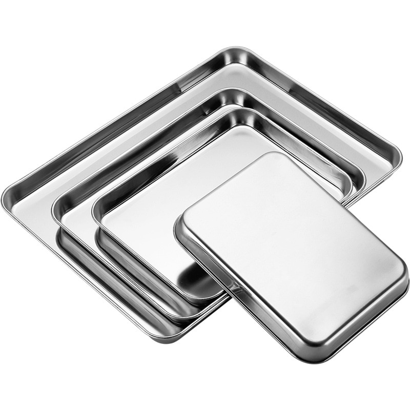 High Quality Stainless Steel Bakeware Square Rectanglar Shallow Plate Fruit Bread Pans Baking Plates Trays Kitchen