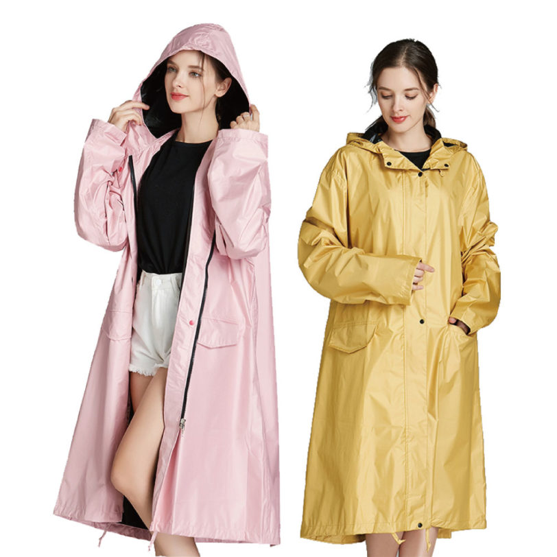 High quality new fashion girls waterproof long women rain jacket coats hooded for outdoor hiking cycling