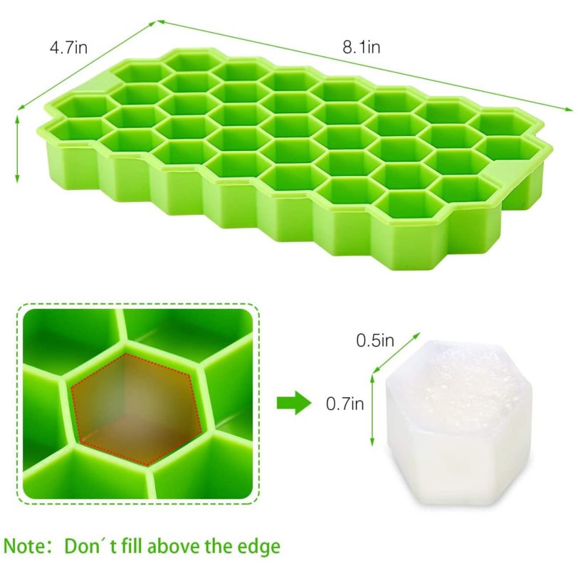 Honeycomb Ice Cube Trays with Removable Lids Silica Gel Ice Cube Mold BPA Free Multi Color 10