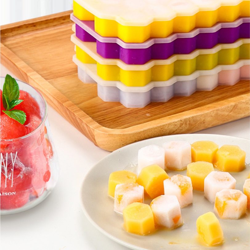 Honeycomb Ice Cube Trays with Removable Lids Silica Gel Ice Cube Mold BPA Free Multi Color 11