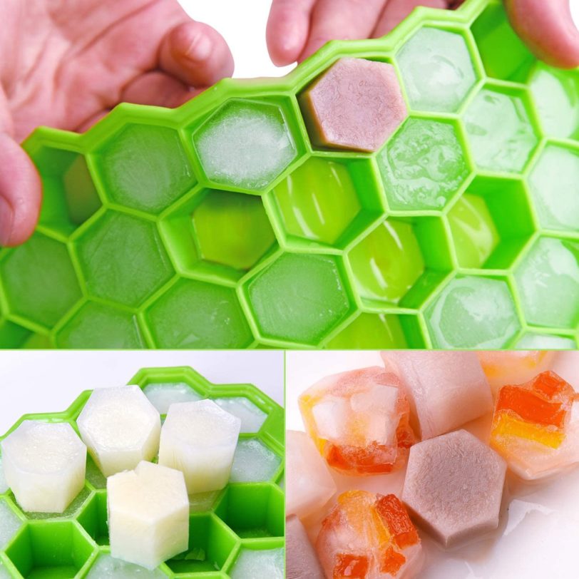 Honeycomb Ice Cube Trays with Removable Lids Silica Gel Ice Cube Mold BPA Free Multi Color 12