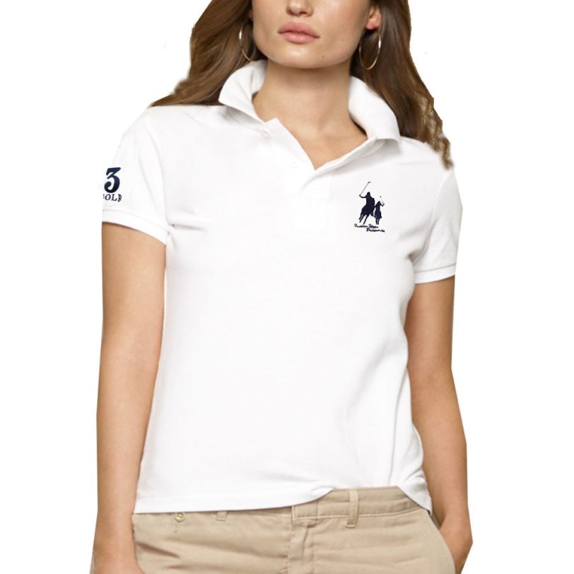 INS Summer Women Short Sleeved 100 Cotton Big Horse Embroidery Logo Slim Polo Shirts Fashion Female