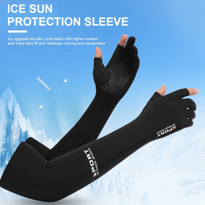 Ice Fabric Silk Sport Arm Sleeves Cycling Arm Sleeves Running Cycling Cover Sun UV Cool Summer Outdoor Arm Cover Unisex