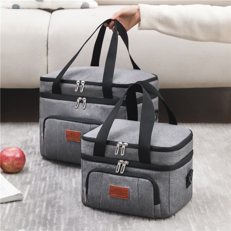 Insulated Lunch Bag For Women Large Capacity Thermal Picnic Box With Shoulder Strap Water Resistant Zipper