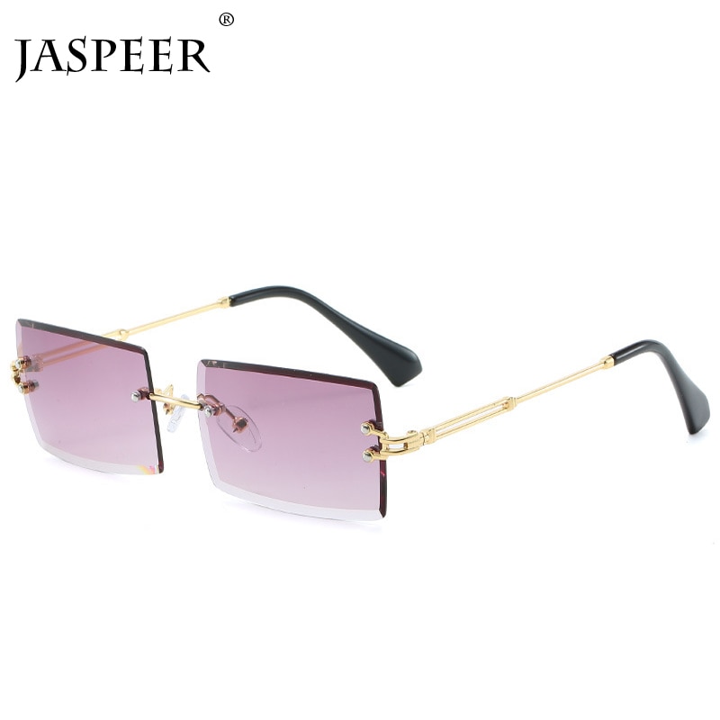 JASPEER New Rimless Rectangle Sunglasses Women Men Shades Brand Designer Gradient UV400 Sun Glasses Retro Frameless