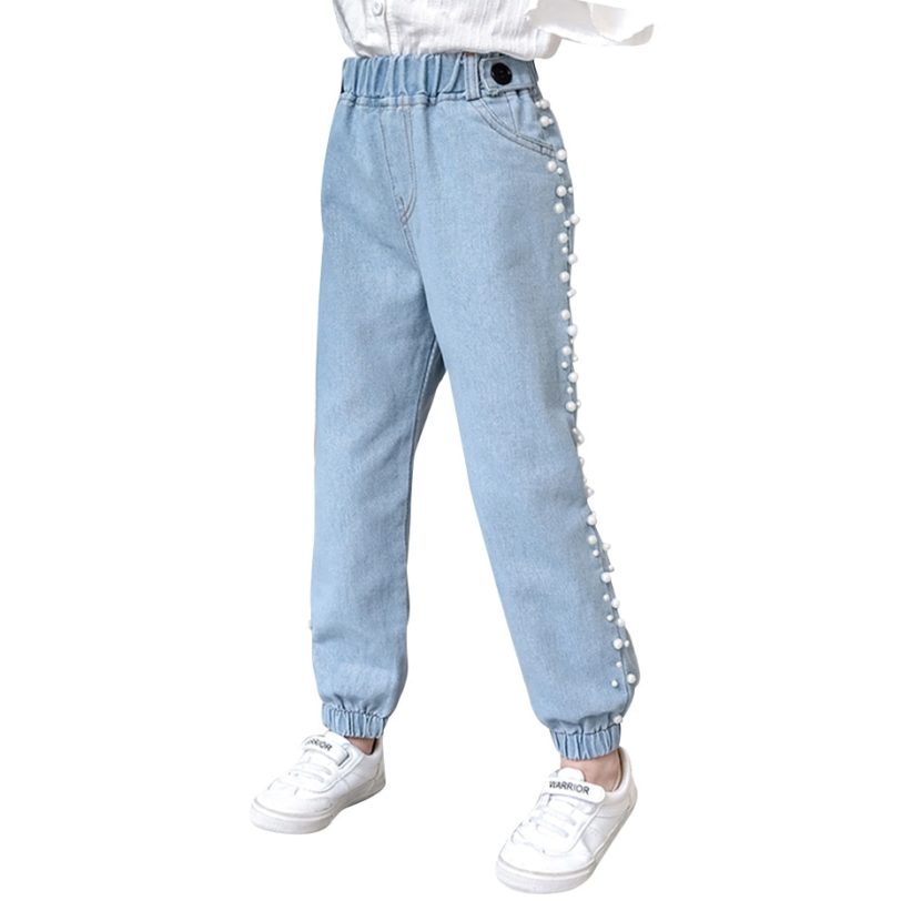 Jeans For Girl Pearls Kids Jeans Girls Spring Autumn Jeans For Children Casual Style Clothes For