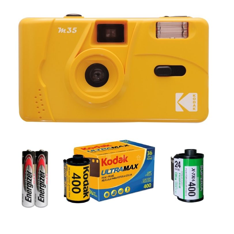 KODAK Vintage Retro M35 35mm Reusable Film Camera Yellow / Purple/ Green / Blue /Pink/ Red With Kodak Fuji Film 1 Roll - 3Roll