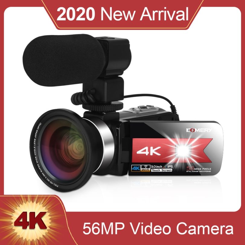 KOMERY NEW Arrival Video Camera Camcorder for Youtube 4K 56MP Touch Screen Night Vision hd Recorder WiFi Video Digital Camera