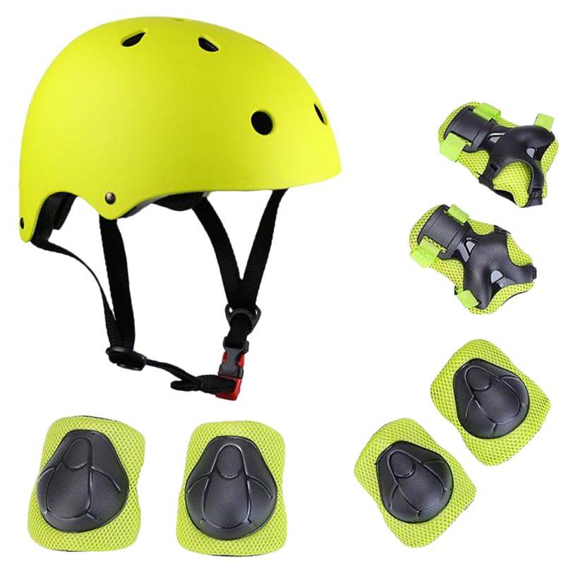 Kids Multi Sports Protective Gear Set 7 in 1 Protective Equipment Helmet Pads Set For Scooter Skateboard Roller Skating Cycling