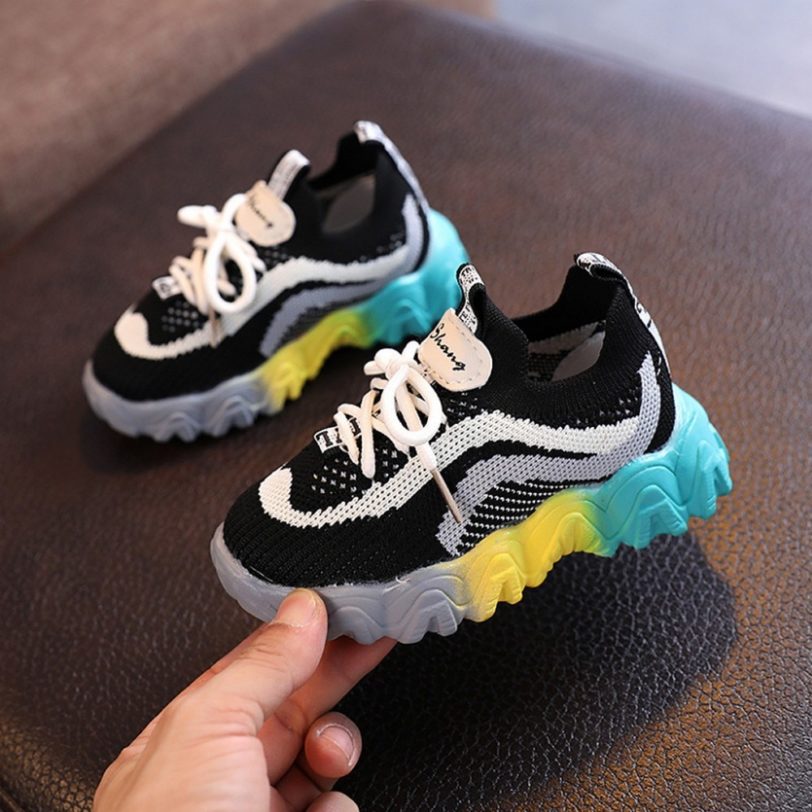 Kids Shoes Colored Soles Baby Toddler Shoes New Breathable Mesh Boys Girls Striped Sports Shoes Children Casual Sneakers - Image 4