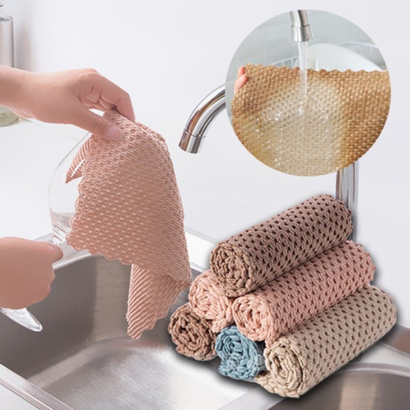 Kitchen Anti grease wiping rags efficient Super Absorbent Microfiber Cleaning Cloth home washing dish kitchen Cleaning