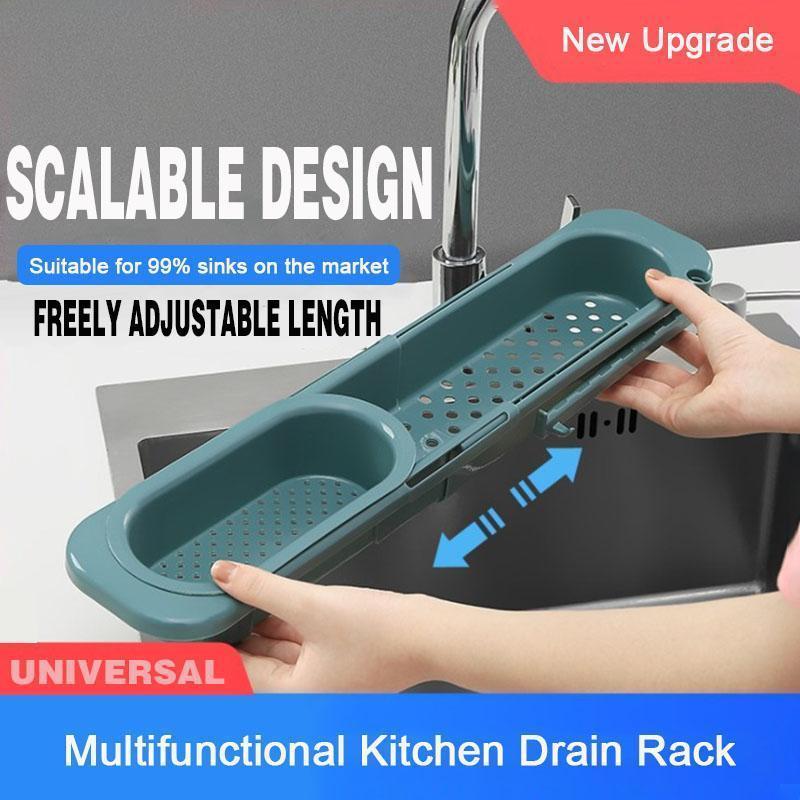 Kitchen Sink Rack Organizer Telescopic Drain Rack Dish Washing Filter Drain Storage Basket Adjustable Sponge Soap