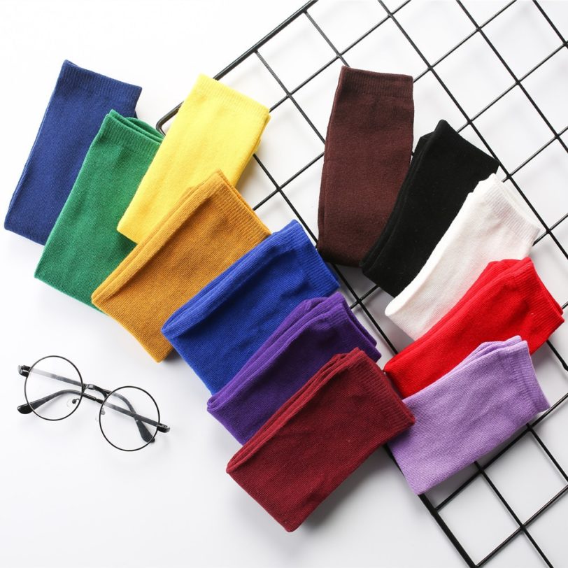 Korea Style Harajuku Candy Cotton Socks Women Cute Short Ankle Socks Yellow Blue Purple Green Red Black Socks For Girls Gift