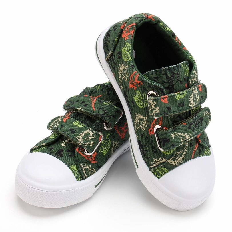 KushyShoo Kids Shoes Cartoon Dinosaur Printed Dual Hook & Loop Children's Sneakers Girl Boy Toddler Sneakers Canvas Shoes - Image 4