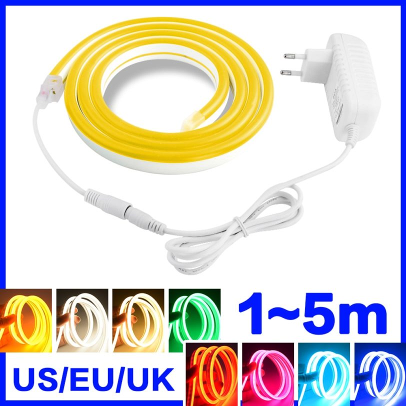 LED Strip Flexible Neon light 12V Waterproof Luces led Rope Dimming Room Bar Decoration Color Warm White Yellow Red Green Blue