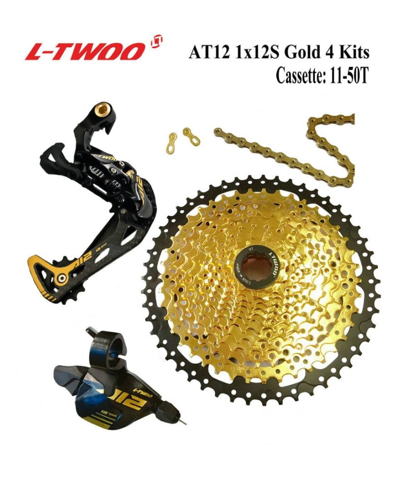 LTWOO Groupset AT12 Speed Shifter Lever Rear Derailleur Cassette 11-50T 52T, 12S SUMC Chain, Golden