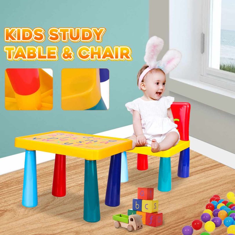 LazyChild Folding Children Chair Table Set Kids Playing Study Writing Drawing Table Home School Children Furniture Set