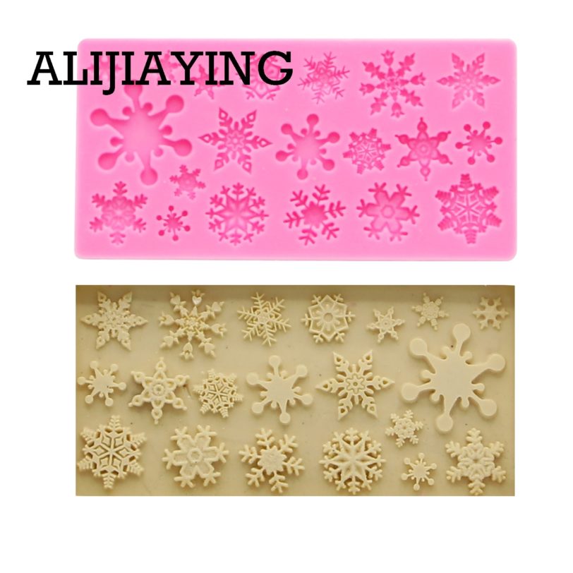 M1425 DIY Christmas snowflake molds Sugarcraft Silicone Mold cake Decorating tool fondant chocolate candy dessert craft moulds