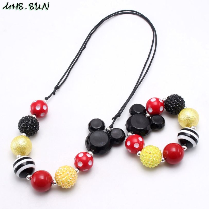 MHS.SUN Cute baby cartoon necklace diy kids children chunky bubblegum beads necklace & bracelets fashion kids rope chain jewelry