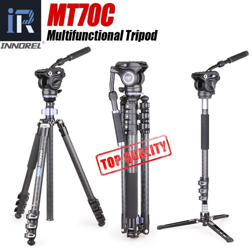 MT70C 10 Layer Carbon Fiber Tripod Monopod Fluid Head Panoramic Professional Video monopod Kit for Digital