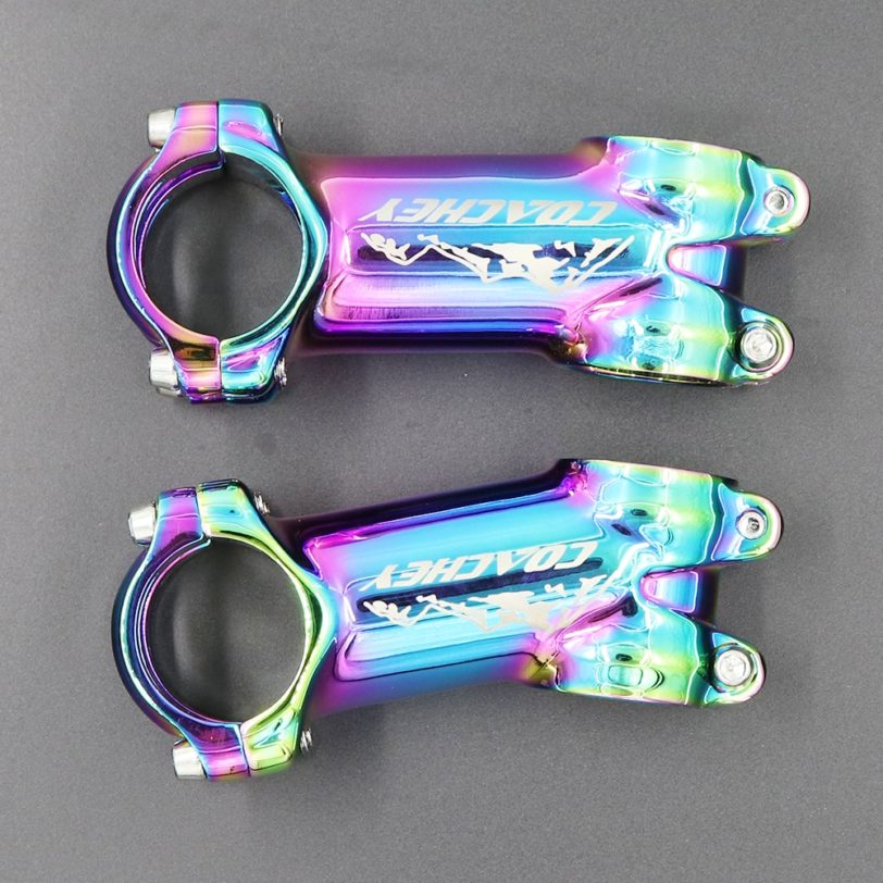 MTB Colorful Stem Alloy Mountain Road Bike Stem 6/17 Degree 60/70/80/90MM 80MM Steerer 31.8MM Bicycle Handlebar Rainbow Stem