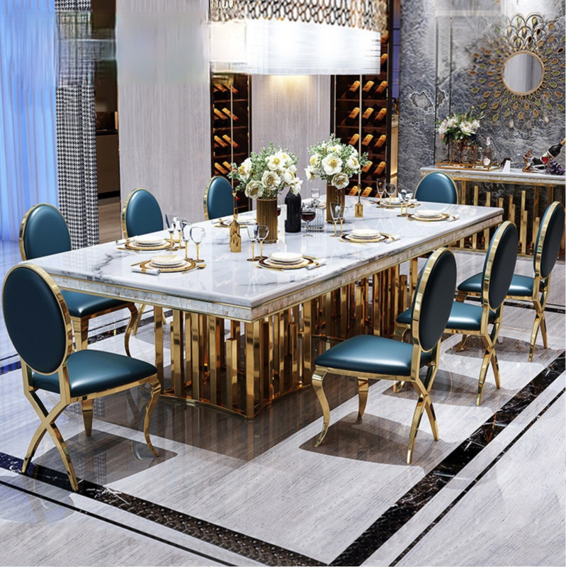Marble dining table and chair combination rectangular household dining table Italian dining table and chair