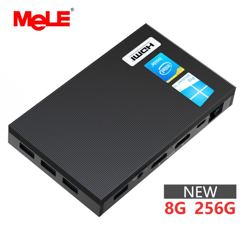 MeLE Fanless 4K Mini PC Intel Celeron J4125 Quad Core 8GB 256GB Windows 10 Desktop Computer Dual HDMI 2.4G/5G Dual-band WiFi SSD