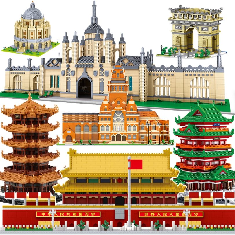 Micro Building Mini Blocks Architecture City London Eiffel Tower Capital Models Kits Bricks Kids Toys Sets Oxford The Great Wall