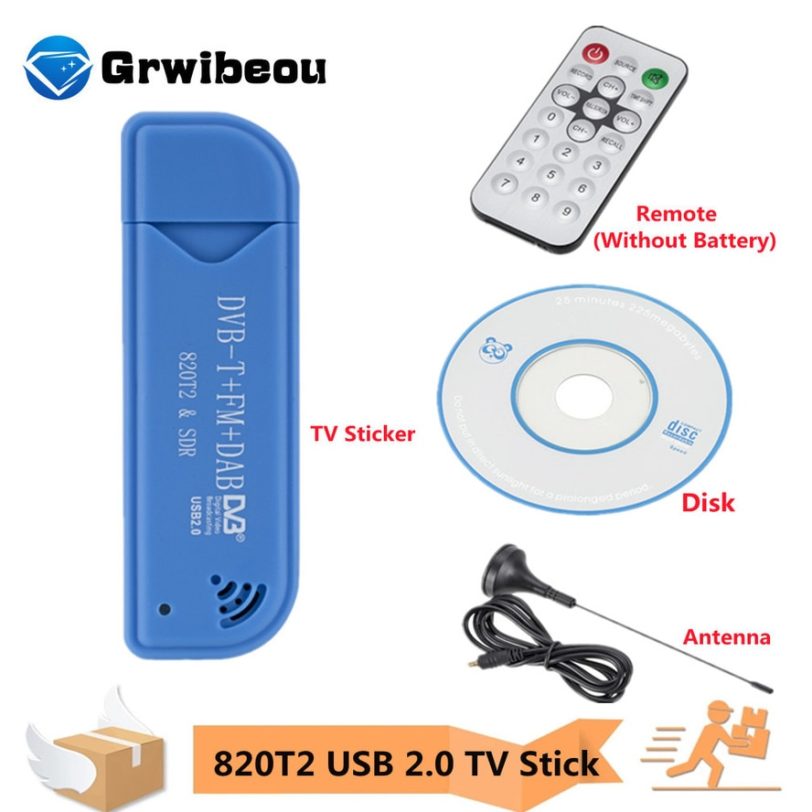 Mini Portable TV stick 820T2 Digital USB 2.0 TV Stick DVB-T DAB FM RTL2832U Support SDR Tuner Receiver TV accessories