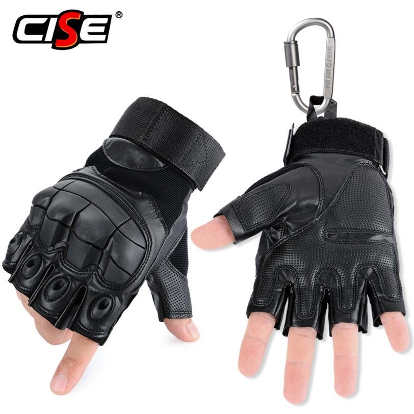 Motorcycle Fingerless Gloves Cycling Motorbike Motocross Biker Rubber Hard Knuckle Half Finger Protective Gear Men Women