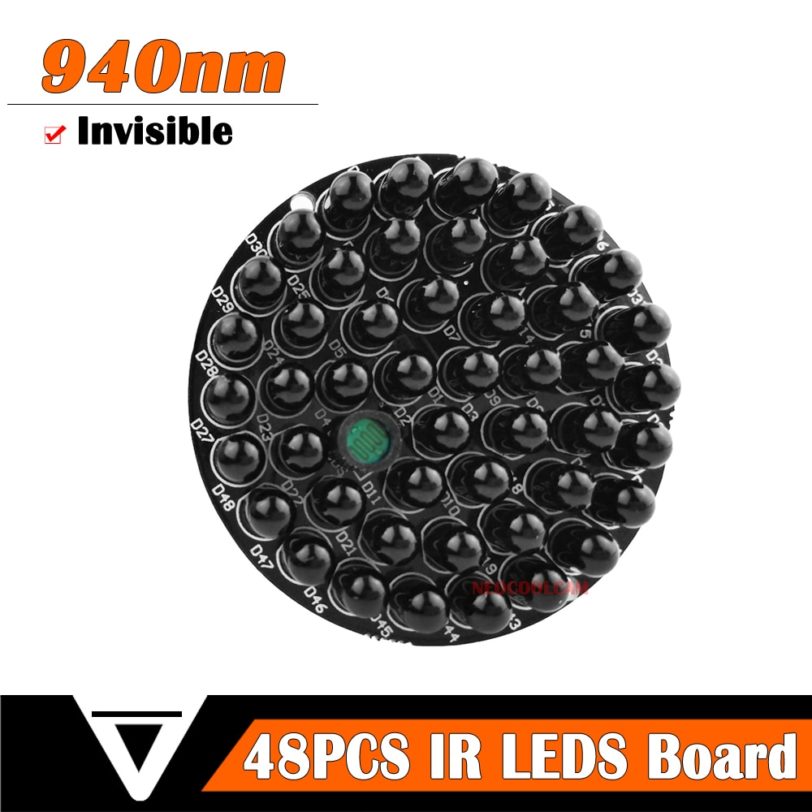 NEOCoolcam Invisible 940nm No Red Exposure at night 48pcs Black IR LEDs Infrared Light Board for IR Illuminator CCTV Accessories