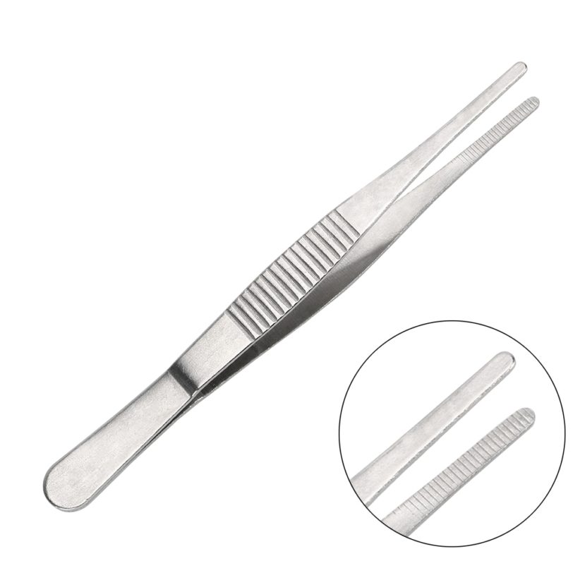 NICEYARD 12.5CM Straight Tweezer Home Medical Garden Kitchen BBQ Tool Stainless Steel Long Barbecue Food Tong Toothed Tweezer